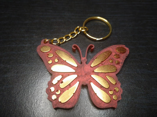Set of 2 resin Butterfly keyrings